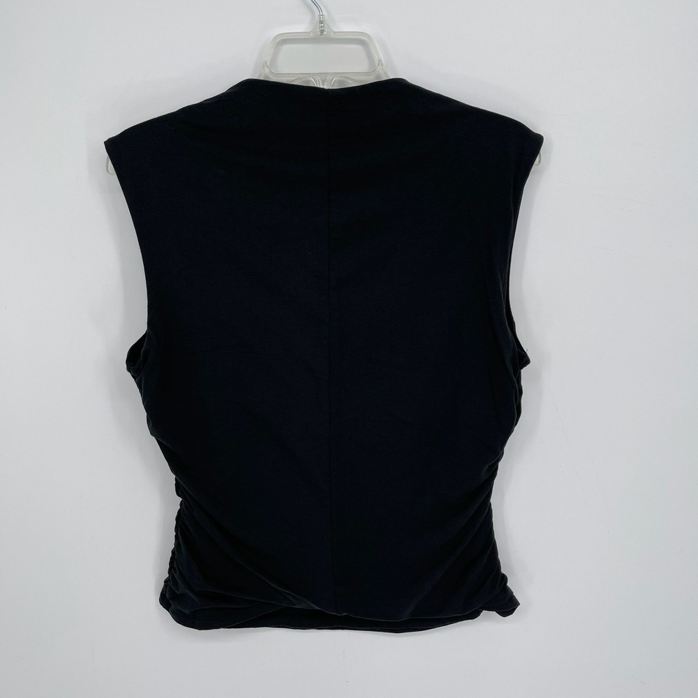 Rebecca Minkoff Women's Black Ruched Side Mock Neck Sleeveless‎ Top Size Large - Picture 3 of 6